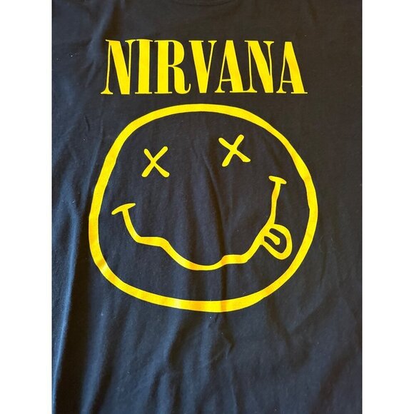 Nirvana Black & Yellow Smiley Face T-Shirt 2XL 100% Cotton - Picture 2 of 4